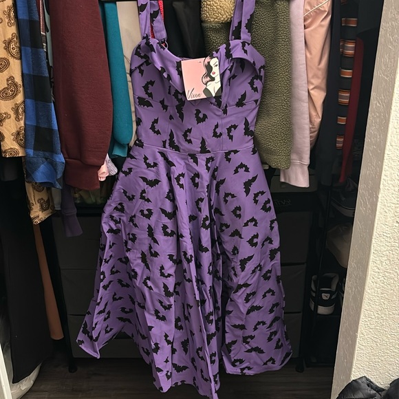 NWT Vixen Purple Maneater Swing Dress Bat Print XS - Picture 3 of 6